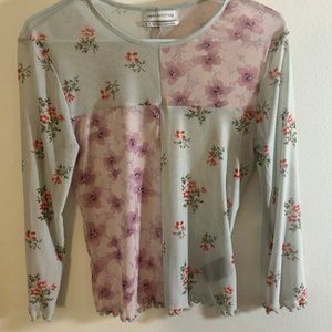 Urban Outfitters Mesh Top with Floral Block Print - Size M